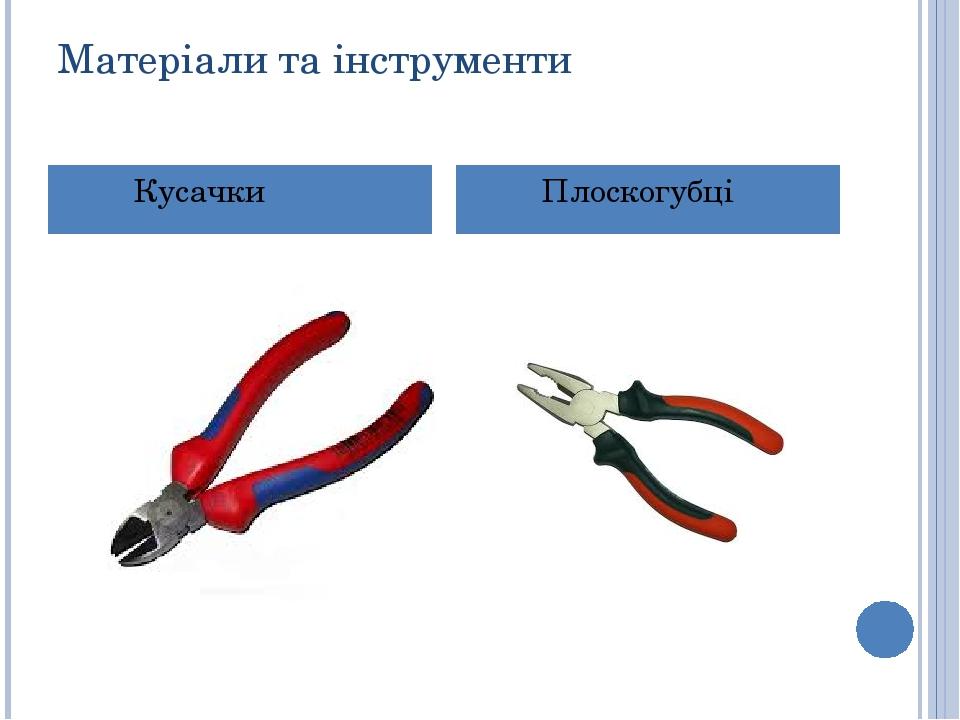 Матеріали та інструменти Кусачки Плоскогубці