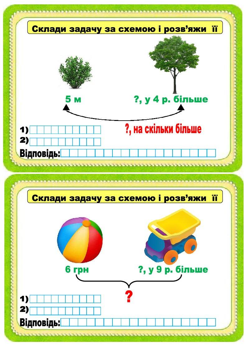 Схеми до задач 2 клас | Інші методичні матеріали. Математика