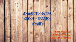 ДИДАКТИЧНА ГРА - "ОДИН - БАГАТО"
