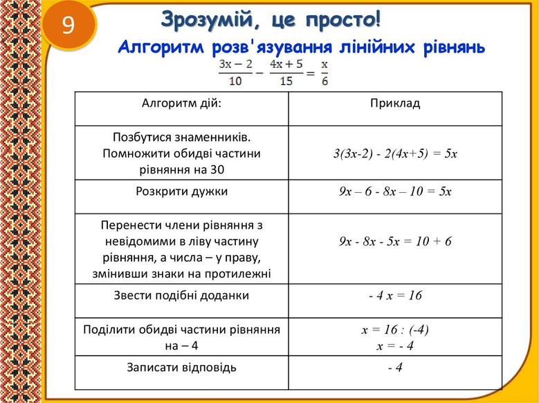 Лінійні рівняння, 7 клас - online presentation